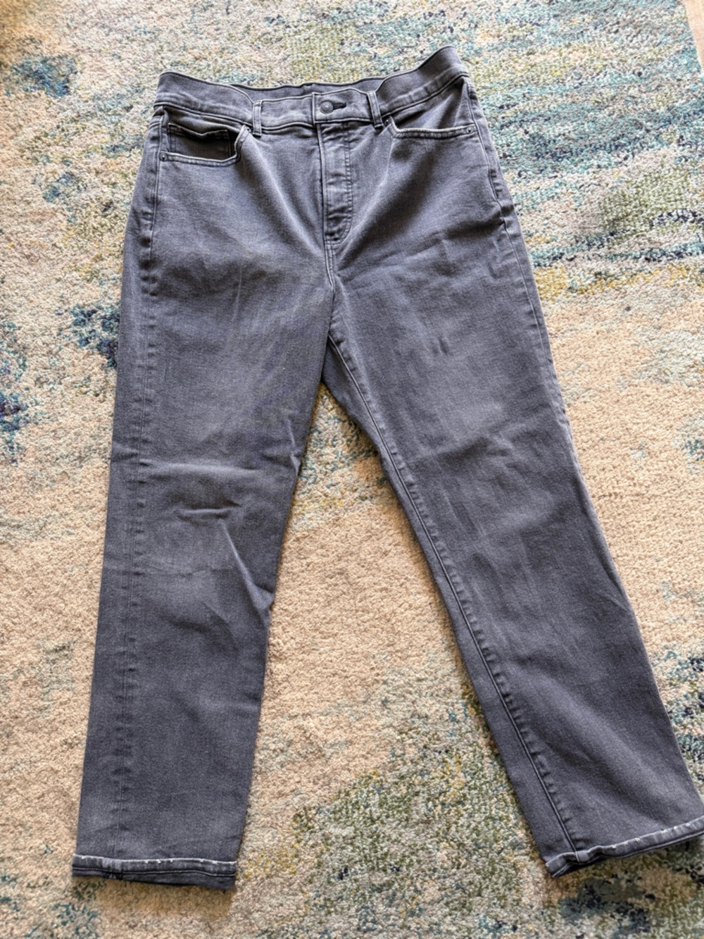 Express Slim High Rise Jeans in Charcoal Gray